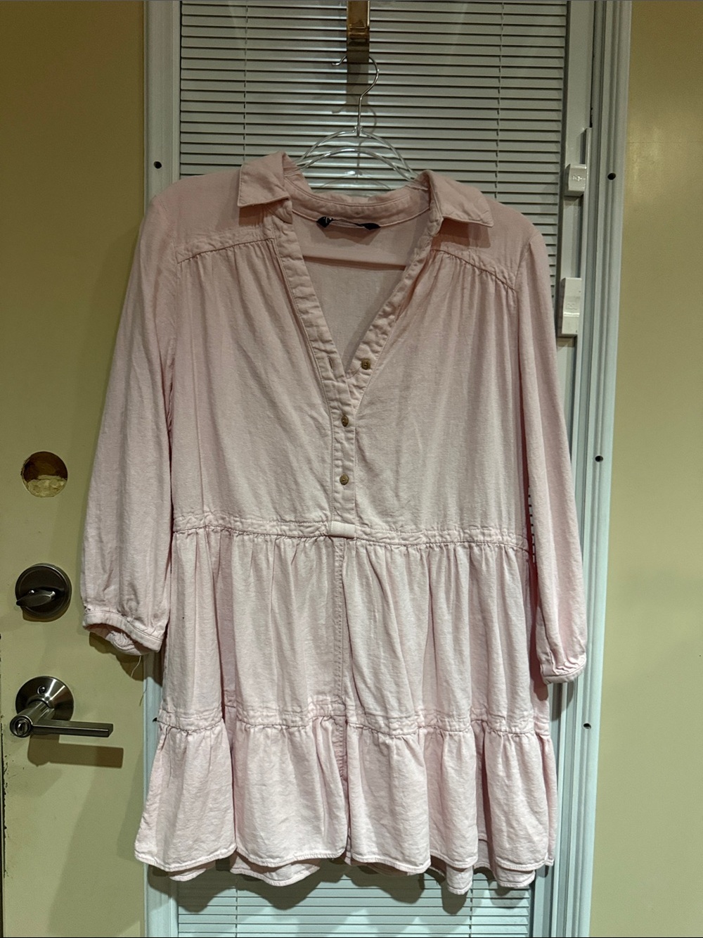 Light Pink Tiered Button-Front Tunic